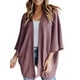 thumbnail image 2 of Sonducket Suéter abierto frontal para mujer, cárdigan de punto suelto de poliéster, manga 3/4, ropa informal de primavera y otoño, rosa, S Prendas para la parte del cuerpo Violeta S Sonducket AP003557-11, 2 of 6