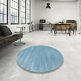 thumbnail image 4 of Ahgly Company Machine Washable Indoor Round Contemporary Denim Blue Area Rugs, 6' Round, 4 of 7