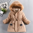 thumbnail image 2 of yocbz Girls Rain Jacket Kids Children Winter Warm Jacket Plus Fleece Cotton Coat Toddler Outerwear Coat for Boys Girls Khaki,Size for 4-5 Years, 2 of 9