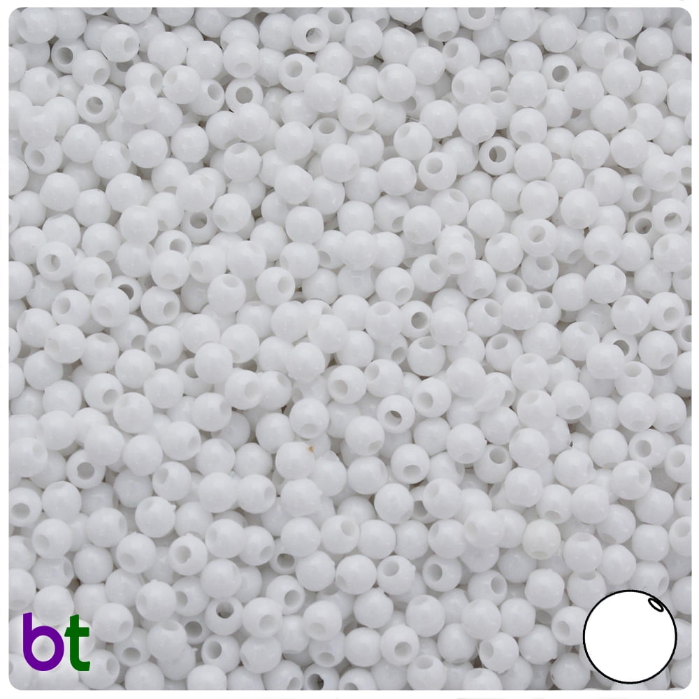 BeadTin White Opaque 4mm Round Plastic Beads (1000pcs)