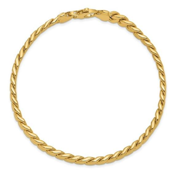 Diamond2Deal 14K Yellow Gold Polished Curb Chain Bracelet for Men 8.5"