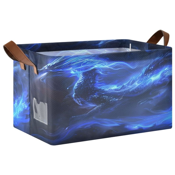 Ryvnso Cool Dragon with Flames Storage Bins Large Basket Foldable Cube Toys Organizer with Handles 1 PC