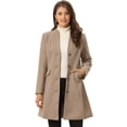 thumbnail image 1 of Abrigo largo de invierno Allegra K para mujer con cuello En V Marrón XL, 1 of 6