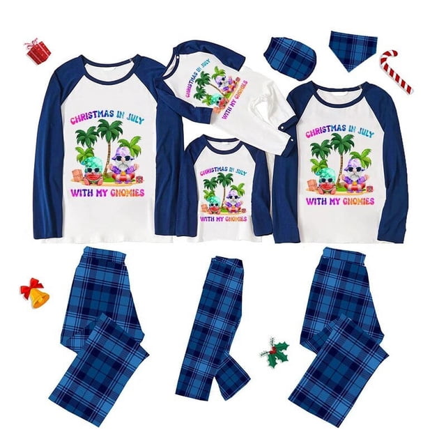 Pijamas familiares navideños a juego, conjuntos de pijamas verdes, My Gnomies, en julio
