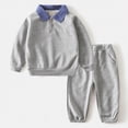 thumbnail image 2 of yboeqw Toddler Baby Boys Fall Outfits Clothing Long Sleeve Solid Color Collar T-Shirt Tops & Pant Sets 2Pcs Boys Winter Clothes for 1t 2t 3t 4t 5t 6t Grey,Size 8-9 Years, 2 of 6