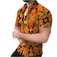 thumbnail image 1 of Camisa de manga corta con cuello en V para hombre, con estampado de Halloween, informal, con estampado de blusa Pompotops  oipoqjl45929, 1 of 7
