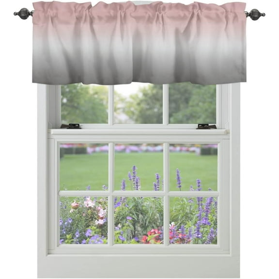 Valances Curtain Yellow and Grey Ombre Kitchen Curtain Valances Gradient Gradual Color Window Treatment Short Topper Curtains for Kitchen Bathroom Living Room 1 Panel 42x12 Inch
