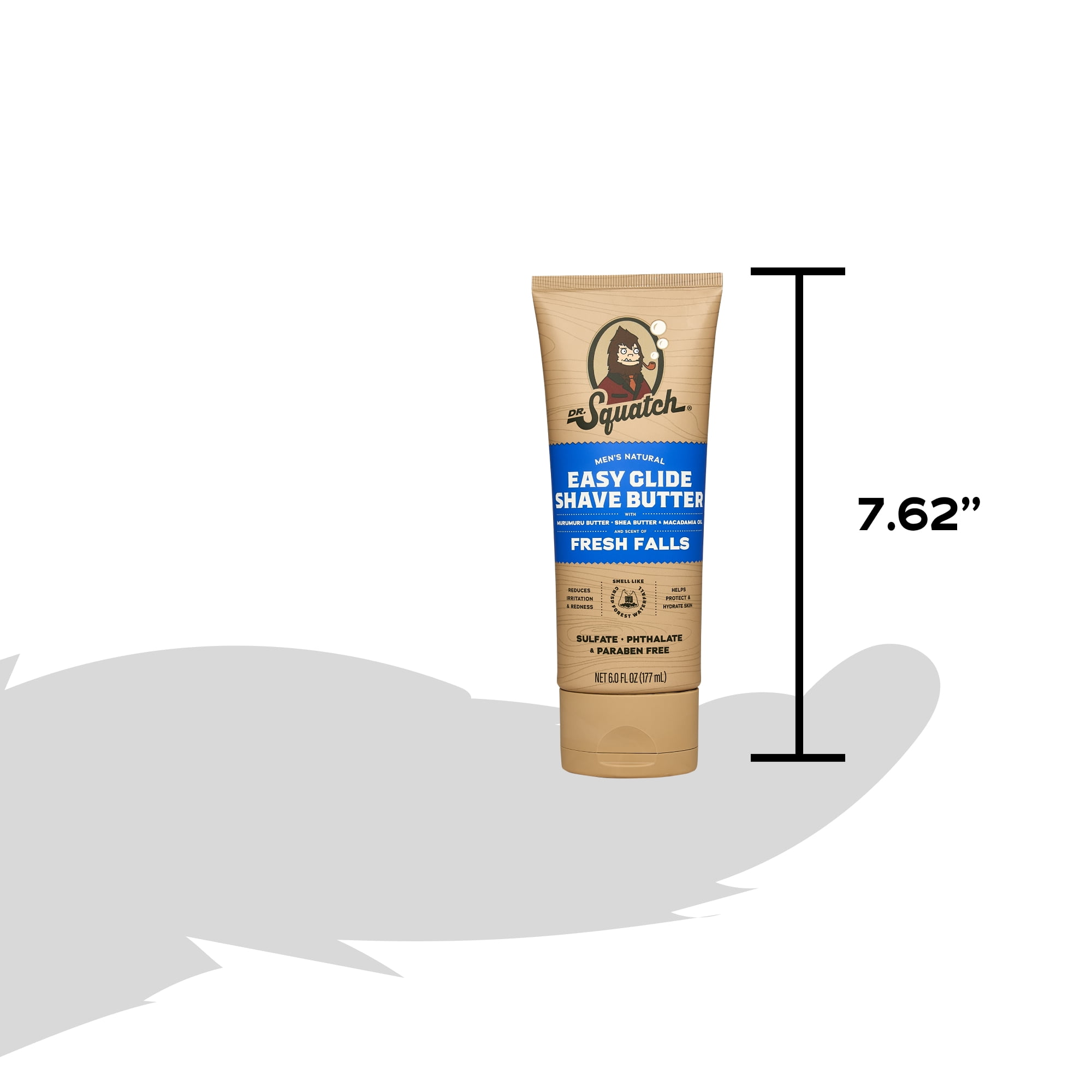Dr. Squatch Mens Moisturizing Shave Butter, Easy Glide Natural Thick & Creamy Shaving Butter for Men, Fresh Falls, 6 fl Oz