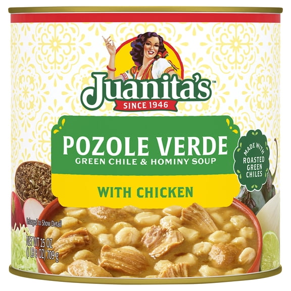 Juanita’s Foods Ready to Serve Chicken Pozole with Green Chile Soup, 25 oz Can