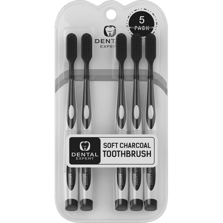 - Dental Expert 5-pack Charcoal Toothbrush Ultra Soft Black Bristle Toothbrushes Set Dental Oral Care