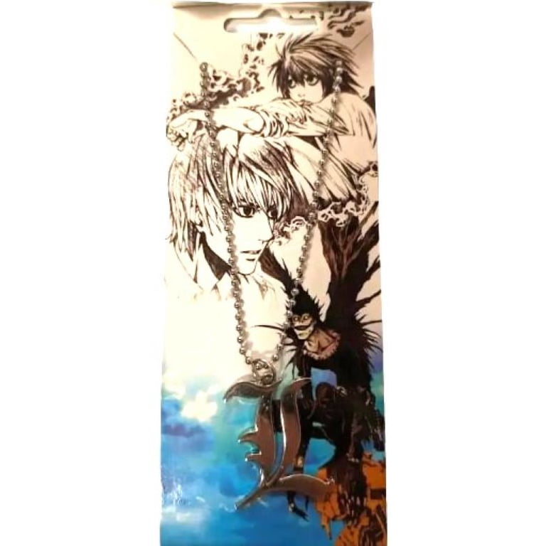 Anime Death Note L Pendant Necklace Chrome Beaded Silver Chain