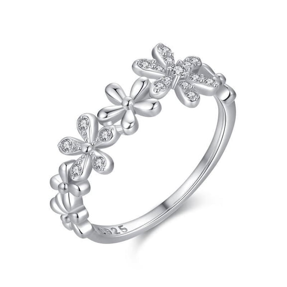 Daisy Flower Ring Sterling Silver Gold Plated 925 Gemstone Korean Style Fashion Jewelry Gift For Women Everyday Wear