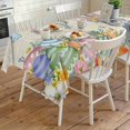 thumbnail image 4 of Easter Rectangle Tablecloth, Spring Grey Bunny Colorful Eggs Tree Butterfly Waterproof & StainResistant Tablecloth, Washable Oil-proof Table Cover for Dining/Party/Wedding/Camping/Buffet 54x108 In, 4 of 9