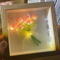 thumbnail image 2 of Tulip Flower Night Light Handmade Wooden Photo Frame 10/13/16 Flowers Ribbon Bowknot Square Gift DIY Glowing Tulip Bouquet Night Lamp Ornament Material Bag Home Supplies-Pink,B, 2 of 8