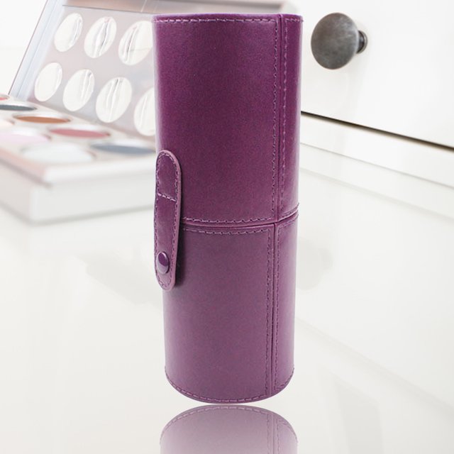Brocha De Maquillaje Contenedor de cepillos de cuero PU Herramientas de almacenamiento profesional para niñas (púrpura) Wdftyju Libre de BPA