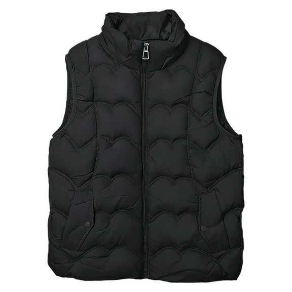 VNKIDY Women Outerwear Vests Winter Padded Vest Outerwear Short Sleeveless Quilted Gilet Coat With Fashionable Stand Collar For Cold Weather Fashionable Tops