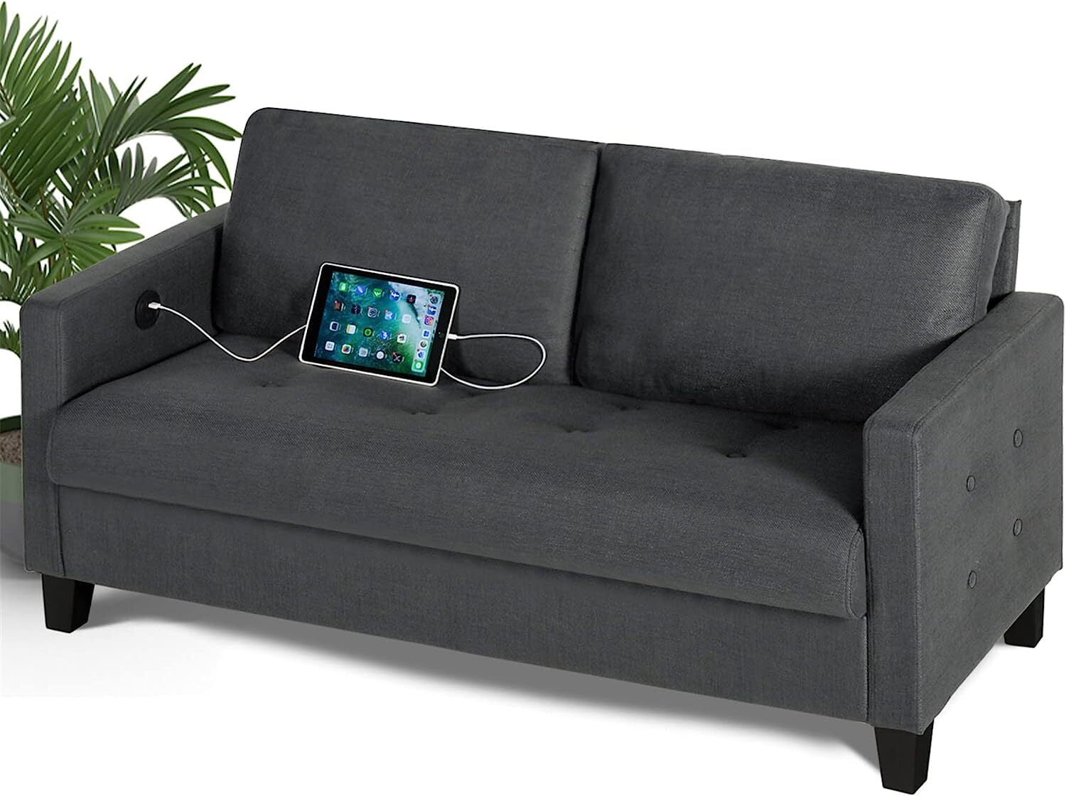 Coewske 57"W Comfy Loveseat Sofa with USB 2 Seater Tufted Deep Love