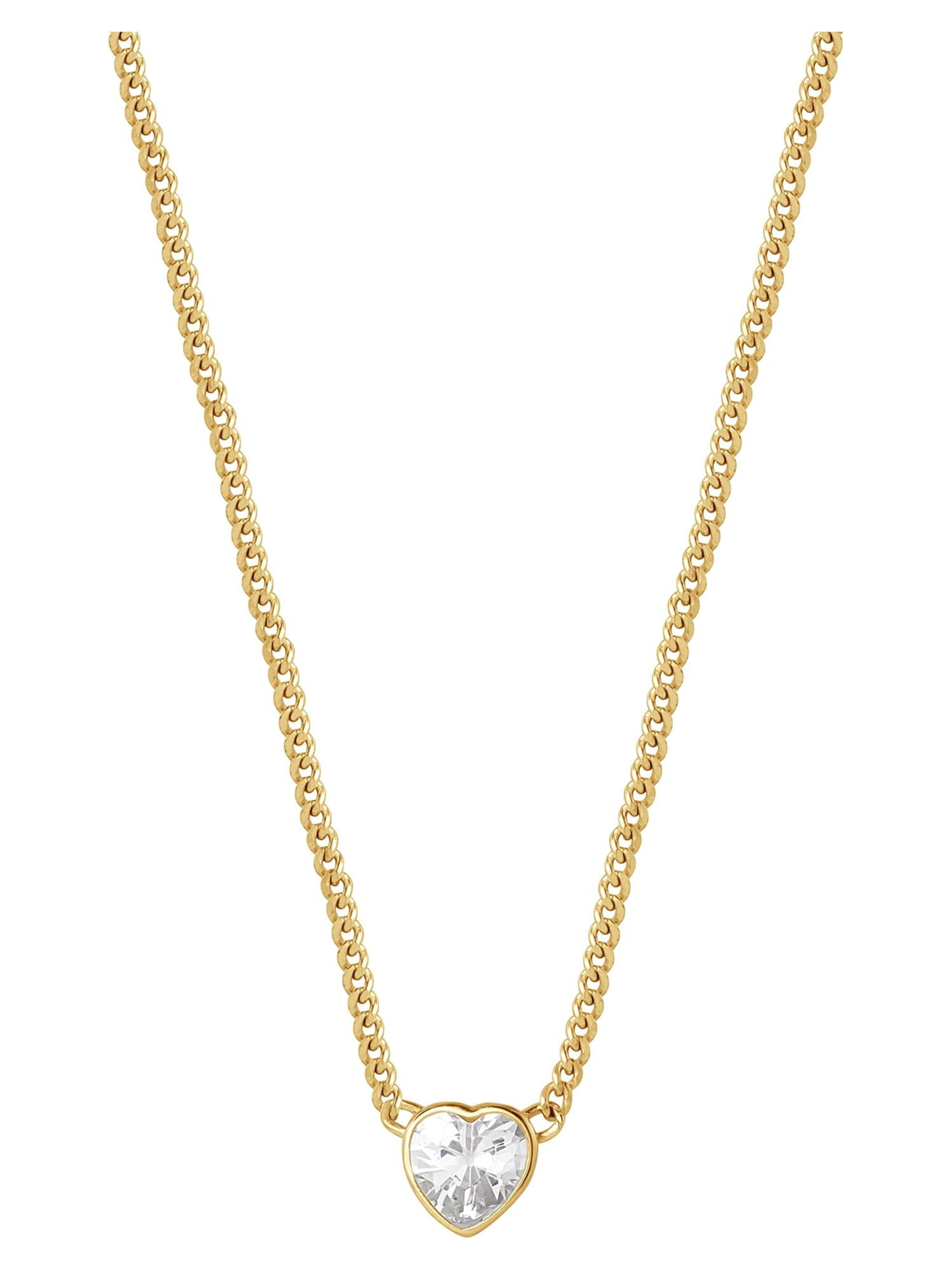 Brilliance Fine Women's Cubic Zirconia Yellow Gold Plated Sterling Silver Heart and Butterfly Necklace Set, 18"