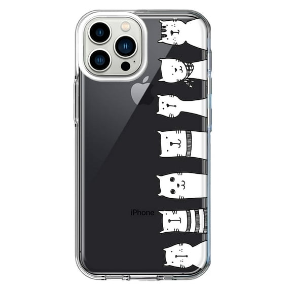 Mundaze - Case for Apple iPhone 15 Pro Slim Shockproof Hard Shell Soft TPU Heavy Duty Protective Phone Cover - Cute Cats Drawing