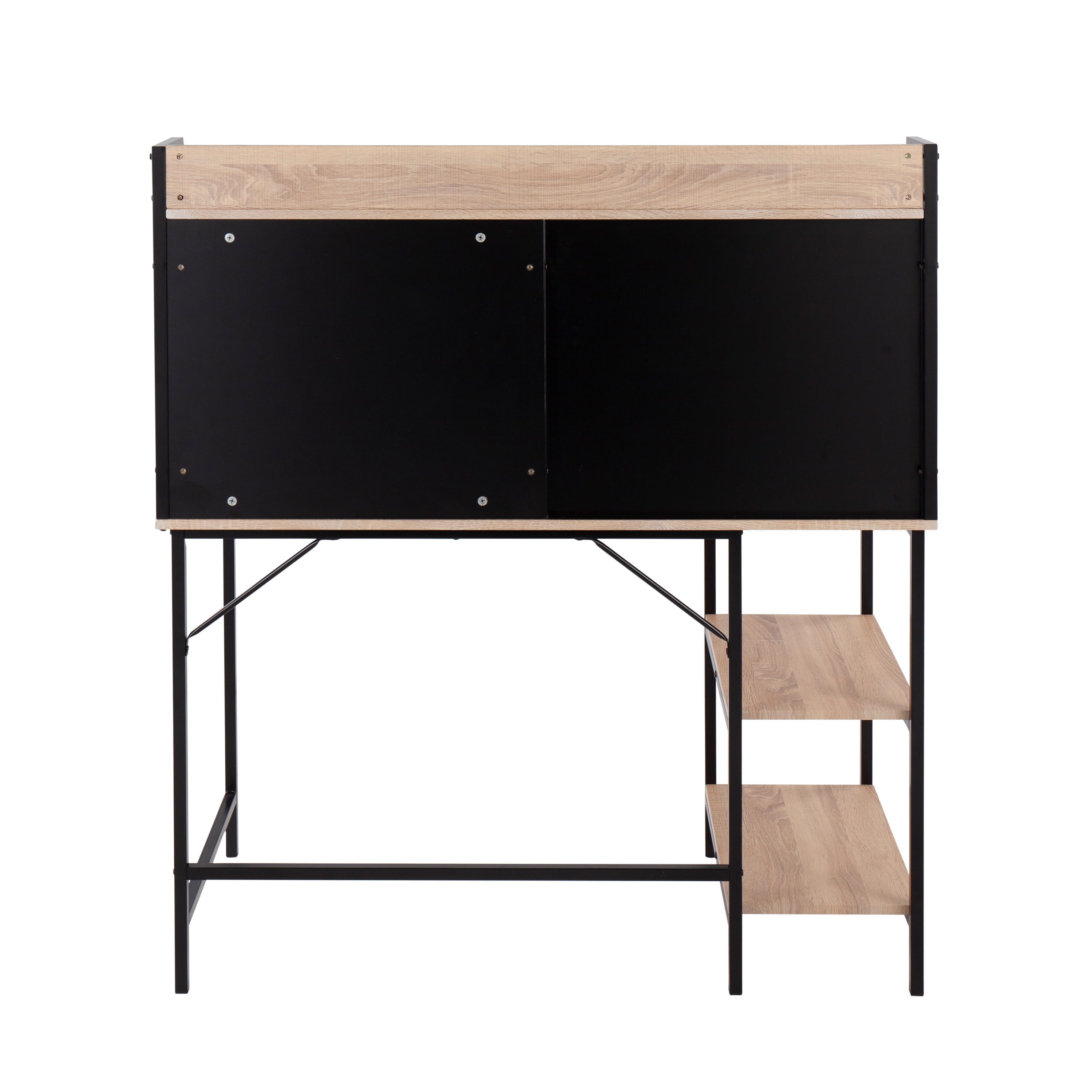 Shelf Contemporary Desk in Black Steel and Natural Wood