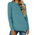 thumbnail image 2 of Oversized Long Sleeve Shirts For Women Comfortable Loose Crew Neck Solid Color Tunic Tops Lightweight Fall Winter Blouses Pullover Outfits Mint Green L, 2 of 7