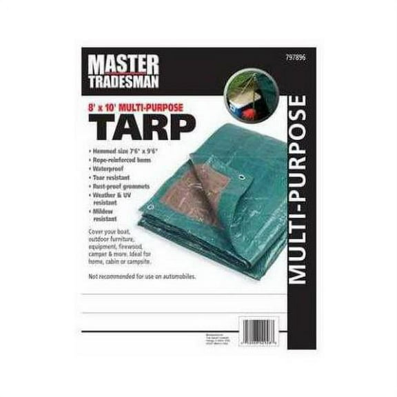 MD-GT-GB-0810 Polyethylene Tarp, Green/Brown, 8 x 10-Ft. - Quantity 14