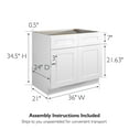 thumbnail image 6 of Design House Brookings Ready to Assemble Wood Shaker Base Kitchen Cabinet (36 x 34.5 x 24), Sherwin Williams® White, 6 of 17