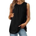 thumbnail image 2 of Quinlirra Womens Tank Tops Clearance Under $5 Women's Summer Casual Solid Color Round Neck Sleeveness Tops Loose Blouses, 2 of 5