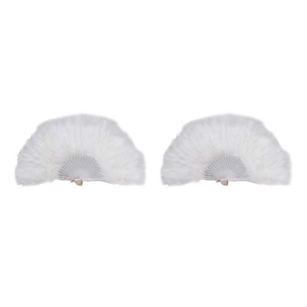 Advancent Abanico de plumas Decoración Fiestas Adorno de cosplay Abanicos decorativos Regalo elegante Baile Rendimiento Accesorio Adulto Blanco Blanco 2Conjunto