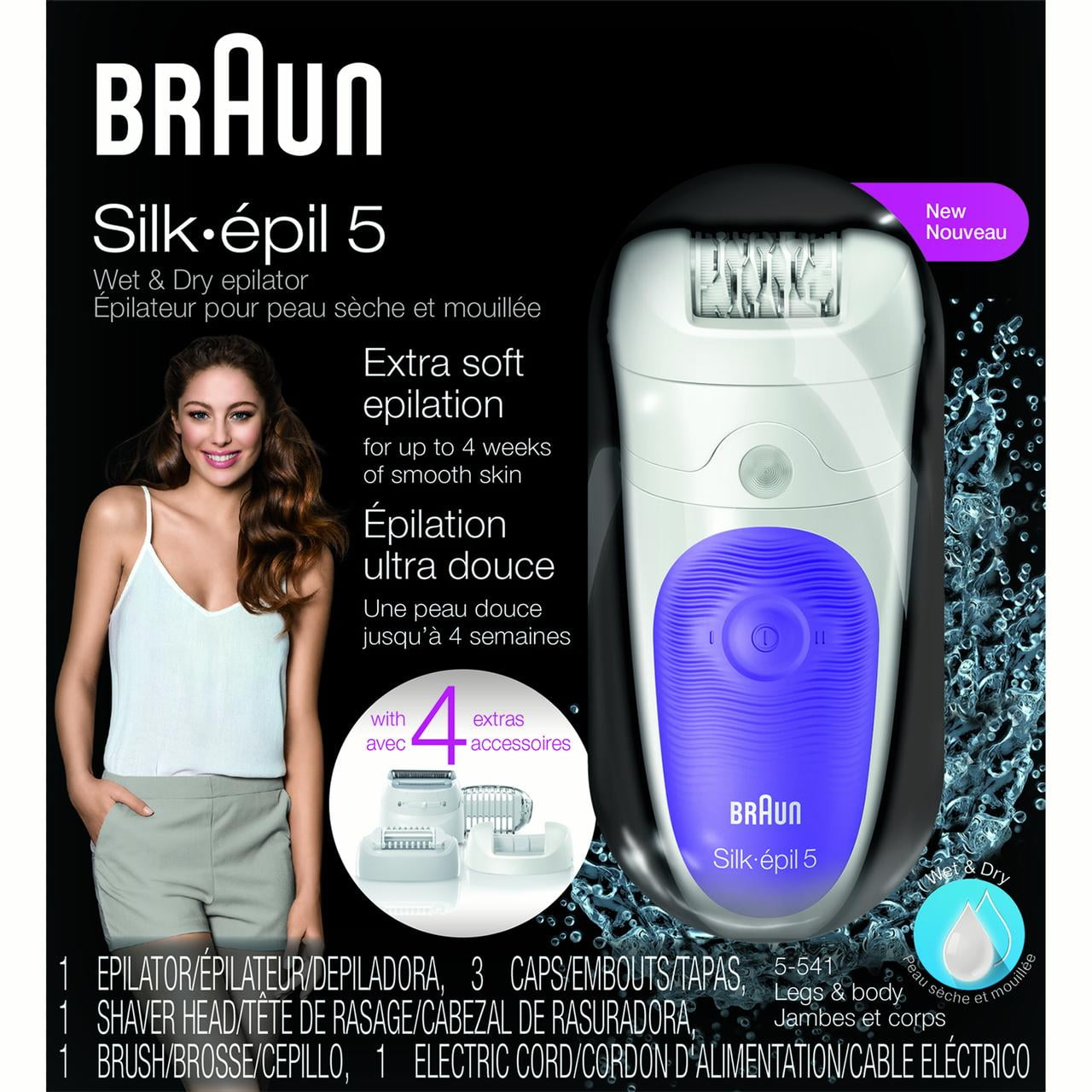 Bikini Braun Cordless & Ladies\' Timmer 5-541 Shaver, and Epilator, 5 Dry Silk-epil Wet Electric