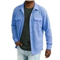 thumbnail image 5 of Stamzod Men's Button Down Shirt Jacket Casual Long Sleeve Shacket Spring Summer Textured Shirts with Pockets Blue C XL, 5 of 7