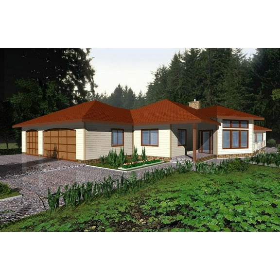 001-3121: Ranch Country 3 Bed, 2 Bath Luxury Home Plan, 2075 Sq Ft: Full Blueprints with License to Build by Home Plan Marketplace - Lesuto