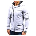 thumbnail image 2 of Pgeraug for Men Couple Warm Solid Zipper Stand Collar Long Sleeve Sport Outdoor Coat Outwear Hoodies for Men White 3Xl, 2 of 7