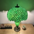 thumbnail image 6 of Tiffany Table Lamp Green Leaves Stained Glass Shade And Base LED Bulbs Included for Living Room Bedroom Bedside 16"W*16"D*24"H, 6 of 6