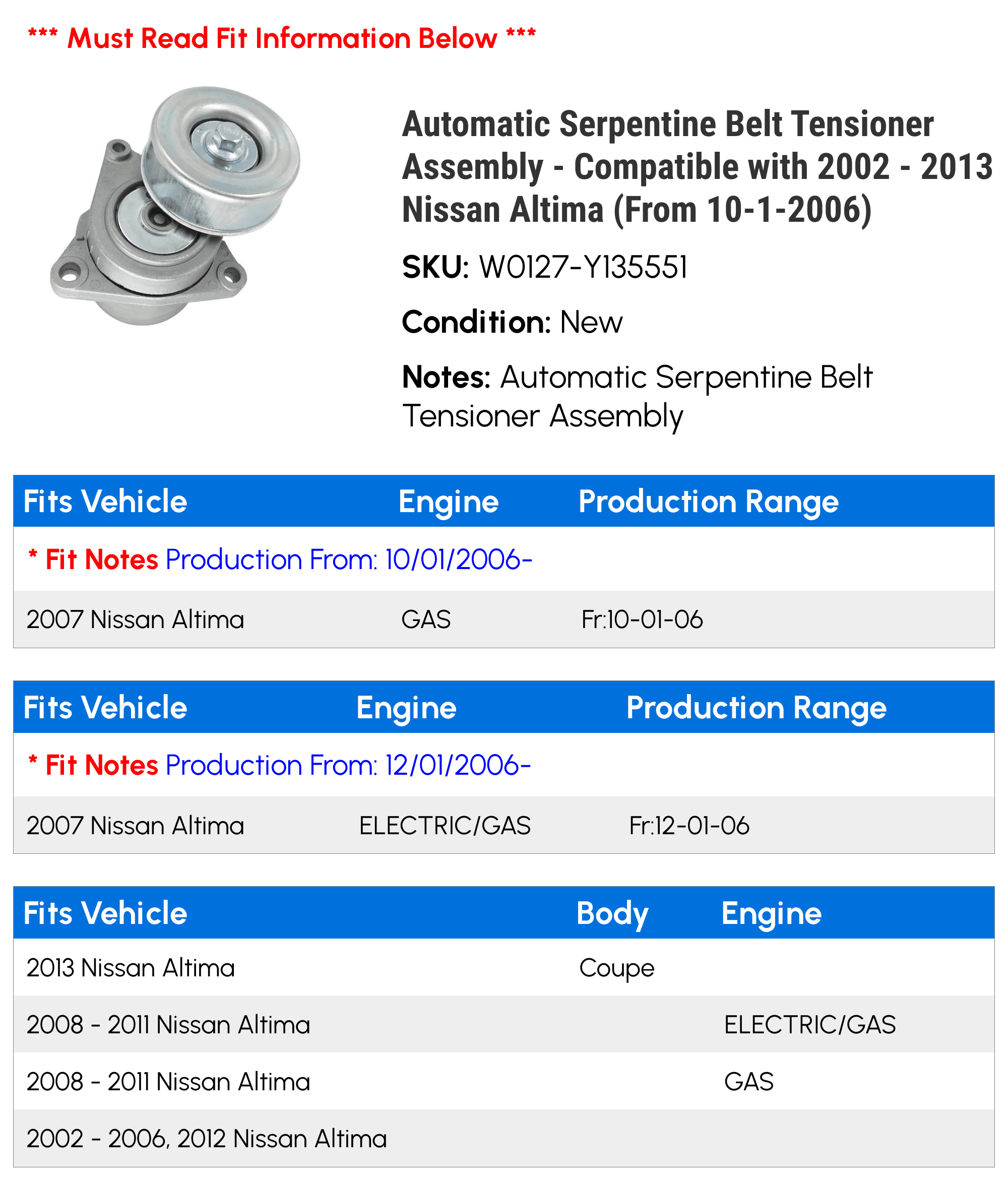 Serpentine belt for top 2007 nissan altima