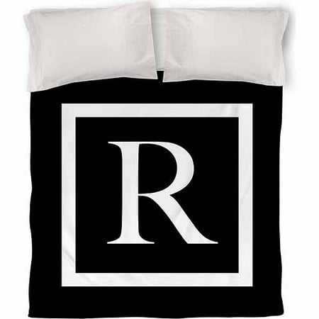 IDG Classic Block Monogram Duvet Cover, Black