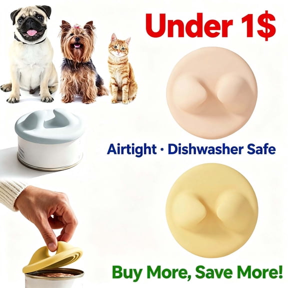 Cat Ear Shape Can Covers, 3.5"x3.5" Silicone Can Lids for Pet Food, Airtight Covers for Dog Cat _ Gray
