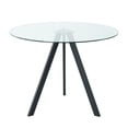 thumbnail image 4 of Modern Minimalist Round Glass Dining Table with Clear Glass Top & Black Metal Legs, Space-Saving Design for Kitchen, Dining & Living Room (Set of 1), 4 of 7