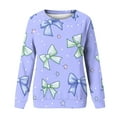 thumbnail image 5 of YUGYXL Pink Bows Sweatshirt for Women Plus Size Loose Blouse Crewneck Fall Winter Fashion Outfits Tops for Women Purple L, 5 of 5