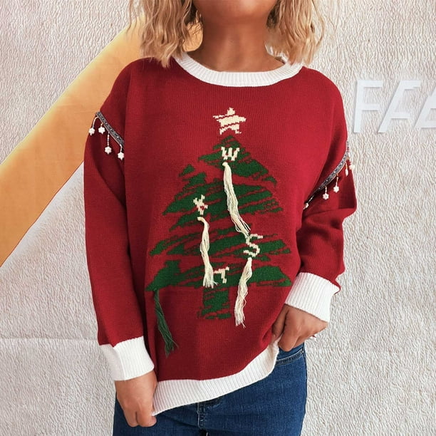 Ailaofu Women's Long Sleeve Tops Crewneck Pullover Sweater Basic Casual Solid Color Tunic Tops Fall Soft Sweater