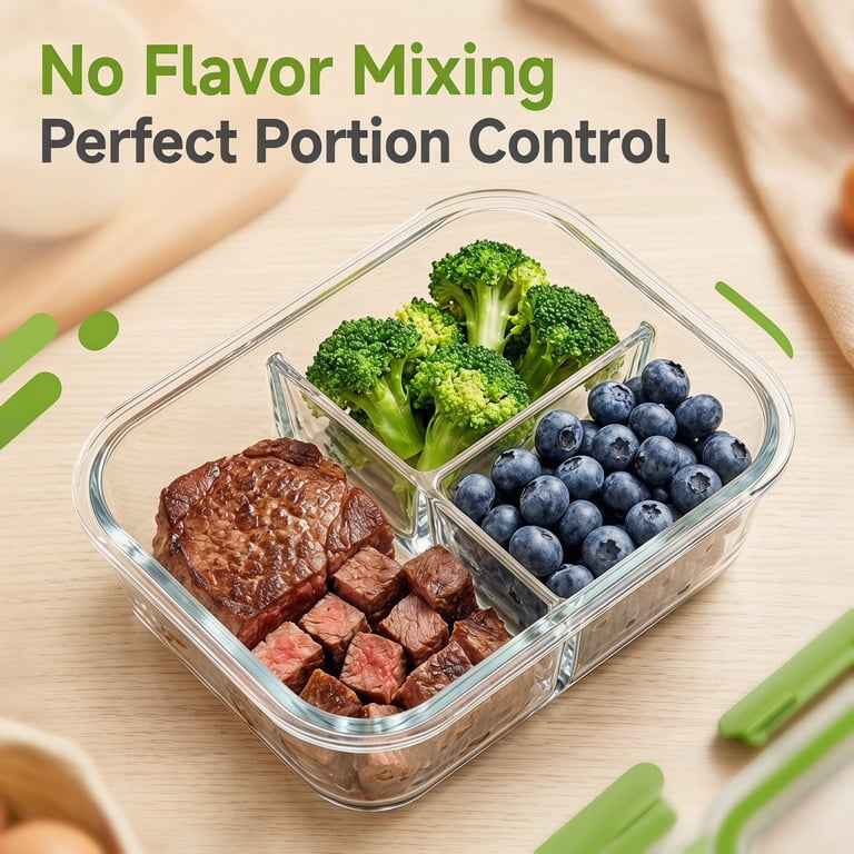 SHIGEER 5-Pack 36oz Glass Meal Prep Containers Gray photo 4