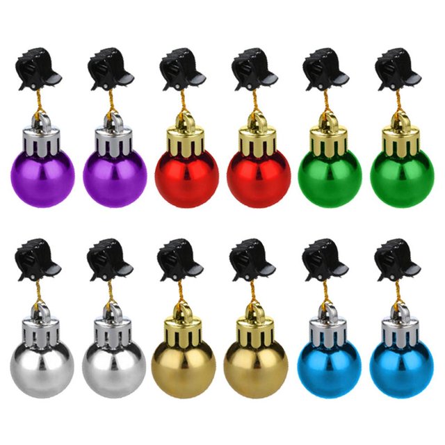 Horquillas de Navidad con Clip de colores, 12 piezas, adorno de campana, colgante de barba, bola de Navidad brillante, cuentas de bombilla de Feliz Navidad