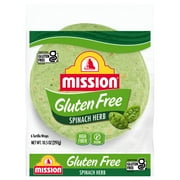 Mission Gluten Free Spinach Herb Tortilla Wraps, 10.5 oz, 6 Count