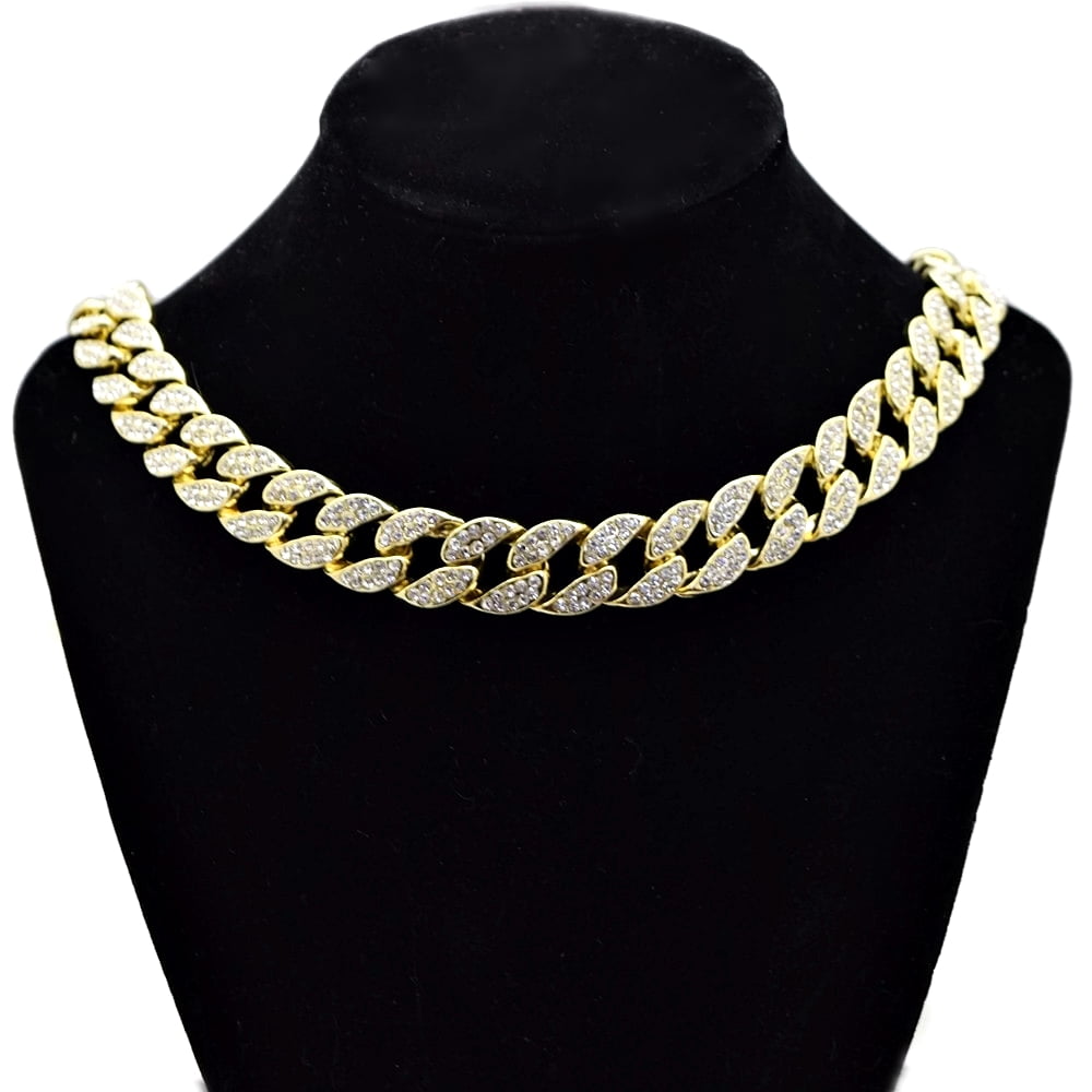 Men 14K Gold Plated 15mm 20" Miami Cuban Choker Chain Necklace Jewelry 