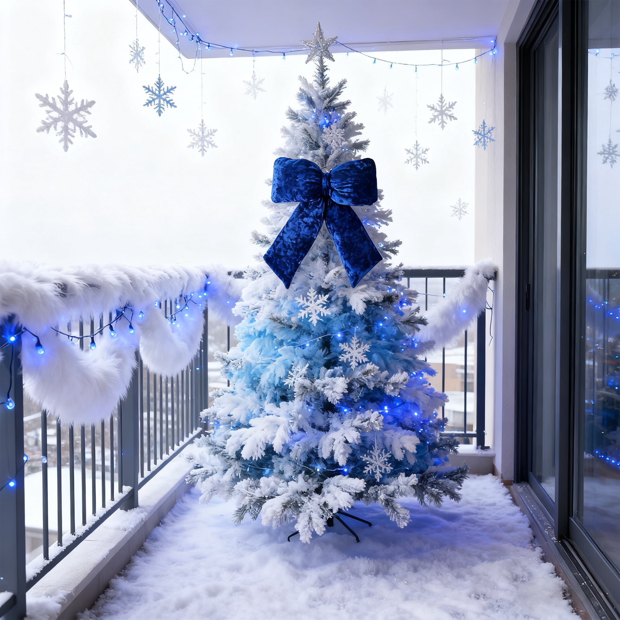 LoomJoyz Navyblue Extra Large Plush Velvet Bows 15-Inch Christmas Bow Tree Topper for Christmas Tree Decoration Door Window Decor