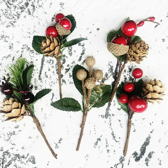 Artificial Berry Picks Christmas Picks with Red Berries and for Christmas DIY Crafts Gift Wrapping Flower Arrangements Wreaths Holiday Floral Picks Christmas Deco