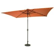 Rectangular Solar Powered LED Lighted Patio Umbrella - 10' x 6.5' - By Trademark Innovations (Orange)