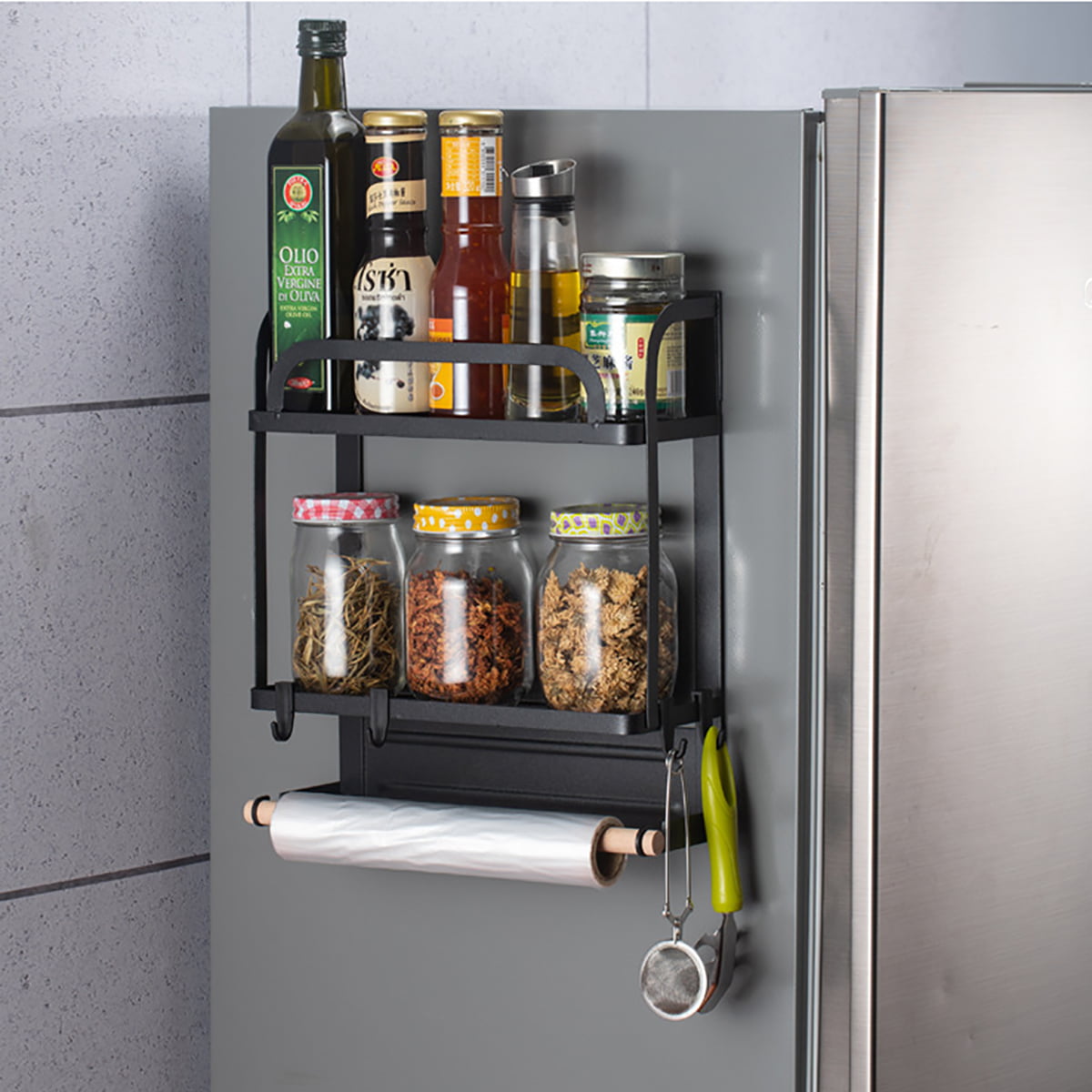 Magnetic Rack Organizer Spice Storage Shelf Kitchen Refrigerator Holder Tool 