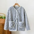 thumbnail image 2 of NAFUU Womens Fuzzy Pajamas Tops Winter Warm Coats Long Sleeve Button Down Sleepwear Shirts Thick Plush House Coats Cozy Flannel Outerwear Holiday Pajama Sets, 2 of 4