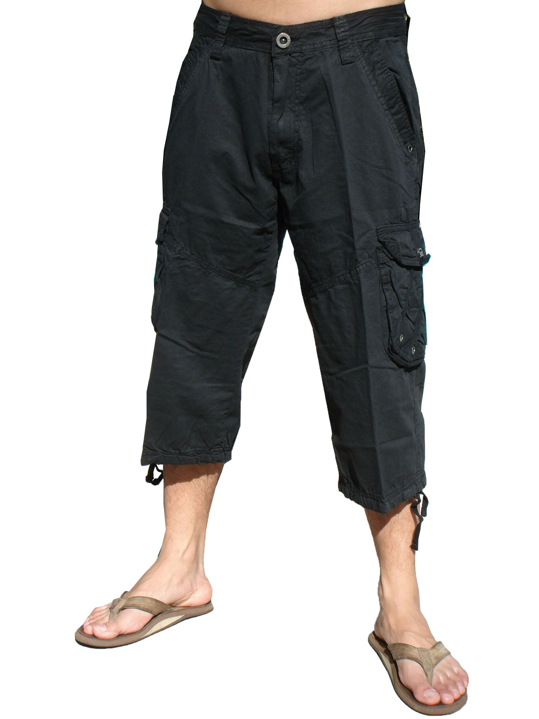 Mens Black Cargo Capri Shorts #A7CA Size 40 - Walmart.com
